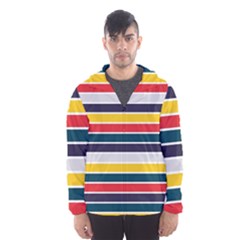 Horizontal Colored Stripes Men s Hooded Windbreaker by tmsartbazaar