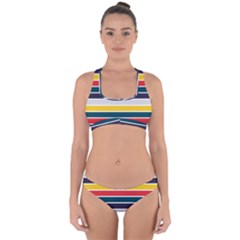 Horizontal Colored Stripes Cross Back Hipster Bikini Set by tmsartbazaar
