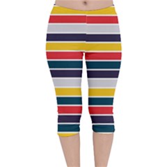 Horizontal Colored Stripes Velvet Capri Leggings 
