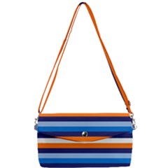 Ocean Blue Stripes Removable Strap Clutch Bag by tmsartbazaar