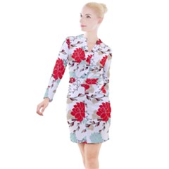 Floral Pattern  Button Long Sleeve Dress by Sobalvarro