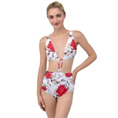 Floral Pattern  Tied Up Two Piece Swimsuit by Sobalvarro
