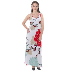 Floral Pattern  Sleeveless Velour Maxi Dress by Sobalvarro