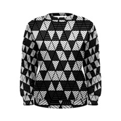 Black And White Triangles Pattern Women s Sweatshirt by SpinnyChairDesigns