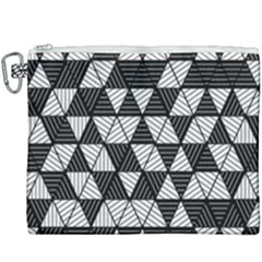 Black And White Triangles Pattern Canvas Cosmetic Bag (xxxl) by SpinnyChairDesigns