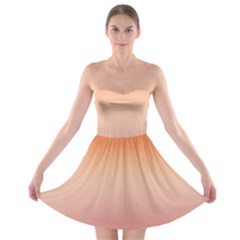 Vermilion Coral Sunset Gradient Ombre Strapless Bra Top Dress by SpinnyChairDesigns