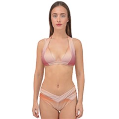 Vermilion Coral Sunset Gradient Ombre Double Strap Halter Bikini Set by SpinnyChairDesigns