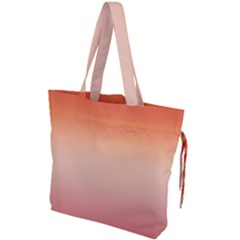 Vermilion Coral Sunset Gradient Ombre Drawstring Tote Bag by SpinnyChairDesigns