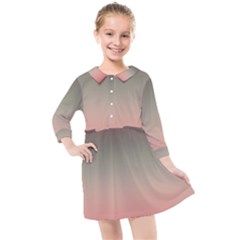 Tea Rose And Sage Gradient Ombre Colors Kids  Quarter Sleeve Shirt Dress by SpinnyChairDesigns