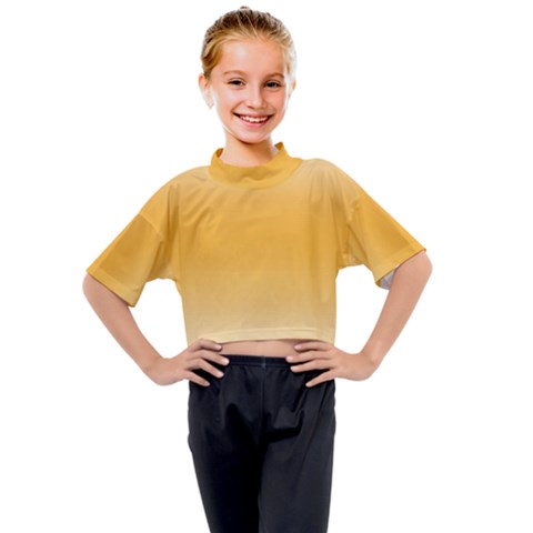 Saffron Yellow And Cream Gradient Ombre Color Kids Mock Neck Tee by SpinnyChairDesigns