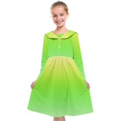 Lemon Yellow And Lime Green Gradient Ombre Color Kids  Midi Sailor Dress by SpinnyChairDesigns