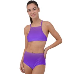 Plum And Violet Purple Gradient Ombre Color High Waist Tankini Set by SpinnyChairDesigns
