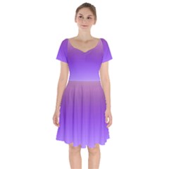 Plum And Violet Purple Gradient Ombre Color Short Sleeve Bardot Dress by SpinnyChairDesigns