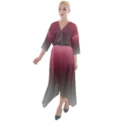 Blush Pink And Grey Gradient Ombre Color Quarter Sleeve Wrap Front Maxi Dress by SpinnyChairDesigns