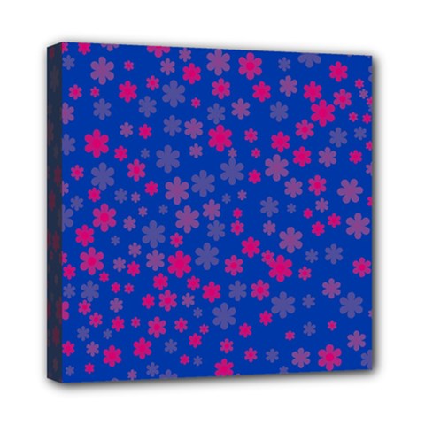 Bisexual Pride Tiny Scattered Flowers Pattern Mini Canvas 8  X 8  (stretched) by VernenInk