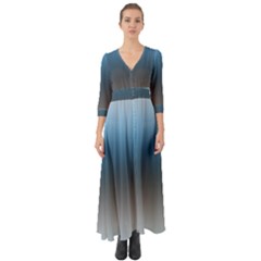 Sky Blue And Grey Color Gradient Ombre Button Up Boho Maxi Dress by SpinnyChairDesigns