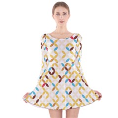 Tekstura-seamless-retro-pattern Long Sleeve Velvet Skater Dress by Sobalvarro