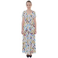 Tekstura-seamless-retro-pattern High Waist Short Sleeve Maxi Dress by Sobalvarro