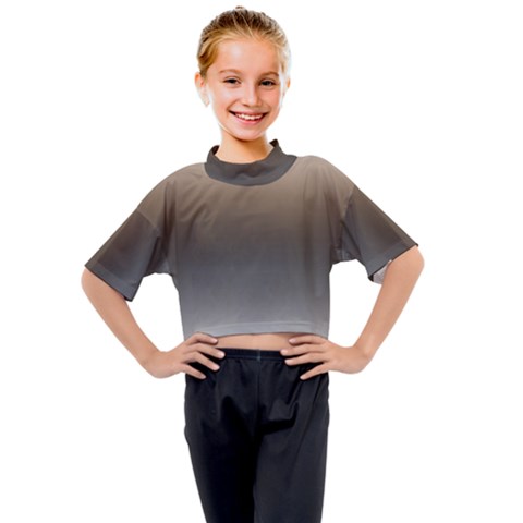 Brown And Grey Gradient Ombre Color Kids Mock Neck Tee by SpinnyChairDesigns