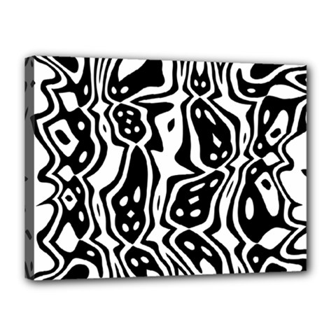 Black And White Abstract Stripe Pattern Canvas 16  X 12  (stretched) by SpinnyChairDesigns