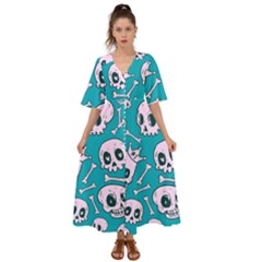 Skull Kimono Sleeve Boho Dress by Sobalvarro