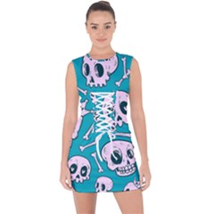 Skull Lace Up Front Bodycon Dress by Sobalvarro