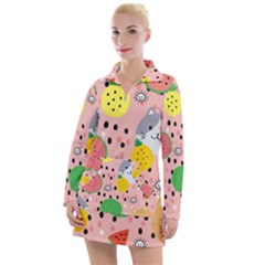 Cats And Fruits  Women s Long Sleeve Casual Dress by Sobalvarro