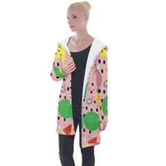 Cats And Fruits  Longline Hooded Cardigan by Sobalvarro
