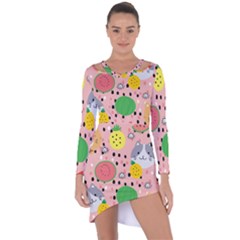 Cats And Fruits  Asymmetric Cut-out Shift Dress by Sobalvarro