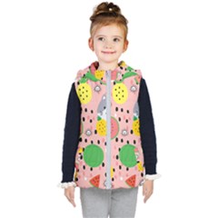 Cats And Fruits  Kids  Hooded Puffer Vest by Sobalvarro