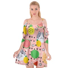 Cats And Fruits  Cutout Spaghetti Strap Chiffon Dress by Sobalvarro