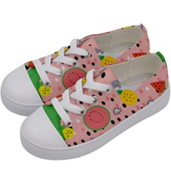 Cats And Fruits  Kids  Low Top Canvas Sneakers by Sobalvarro