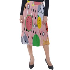 Cats And Fruits  Classic Velour Midi Skirt  by Sobalvarro