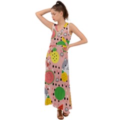 Cats And Fruits  V-neck Chiffon Maxi Dress by Sobalvarro