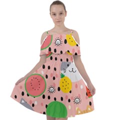 Cats And Fruits  Cut Out Shoulders Chiffon Dress by Sobalvarro