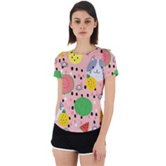 Cats And Fruits  Back Cut Out Sport Tee by Sobalvarro