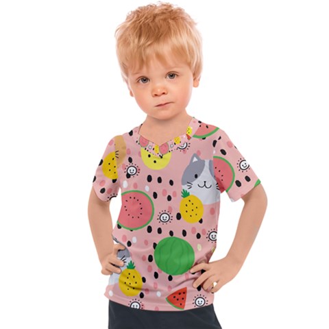 Cats And Fruits  Kids  Sports Tee by Sobalvarro