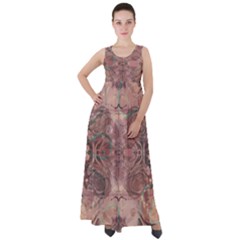 Tea Rose Pink And Brown Abstract Art Color Empire Waist Velour Maxi Dress by SpinnyChairDesigns