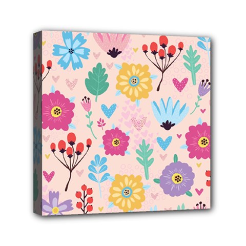 Tekstura-fon-tsvety-berries-flowers-pattern-seamless Mini Canvas 6  X 6  (stretched) by Sobalvarro