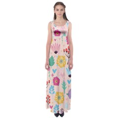 Tekstura-fon-tsvety-berries-flowers-pattern-seamless Empire Waist Maxi Dress by Sobalvarro