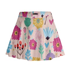 Tekstura-fon-tsvety-berries-flowers-pattern-seamless Mini Flare Skirt by Sobalvarro
