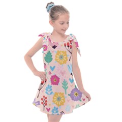 Tekstura-fon-tsvety-berries-flowers-pattern-seamless Kids  Tie Up Tunic Dress by Sobalvarro
