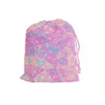 Pink Blue Peach Color Mosaic Drawstring Pouch (Large)
