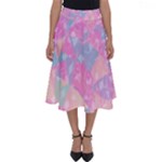 Pink Blue Peach Color Mosaic Perfect Length Midi Skirt