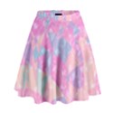 Pink Blue Peach Color Mosaic High Waist Skirt View1