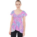 Pink Blue Peach Color Mosaic Lace Front Dolly Top