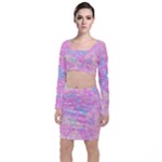 Pink Blue Peach Color Mosaic Top and Skirt Sets