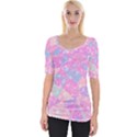 Pink Blue Peach Color Mosaic Wide Neckline Tee View1