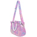 Pink Blue Peach Color Mosaic Rope Handles Shoulder Strap Bag View1