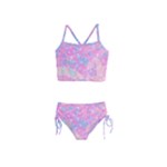 Pink Blue Peach Color Mosaic Girls  Tankini Swimsuit